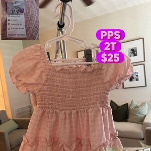 Pink Smocked Dress with Ruffle Details + Bloomers